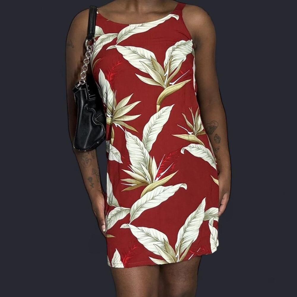 Vintage maroon red floral mini dress